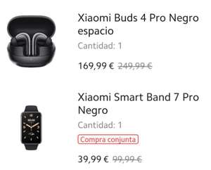 Auriculares Xiaomi Buds 4 pro + Xiaomi smartband 7 pro (151€ con mi points)