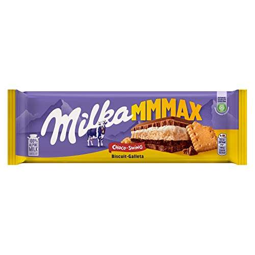 3 x Milka MMMAX Choco Swing Tableta Grande de Chocolate con Leche de los Alpes con Galleta 300g [ Unidad 1'79€]