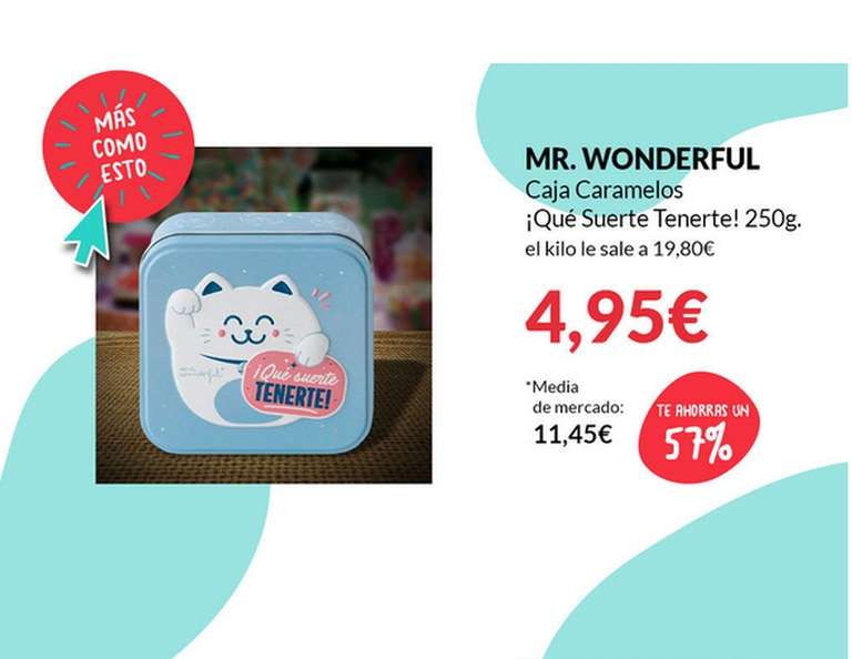 Mr. Wonderful Caja metálica caramelos ¡Que suerte tenerte! 250gr. x 4,95€