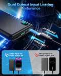 IPSXP Power Bank 10000mAh,Slimmest Batería Externa, Bateria Portatil con Pantalla LED Digital con USB-C 15W
