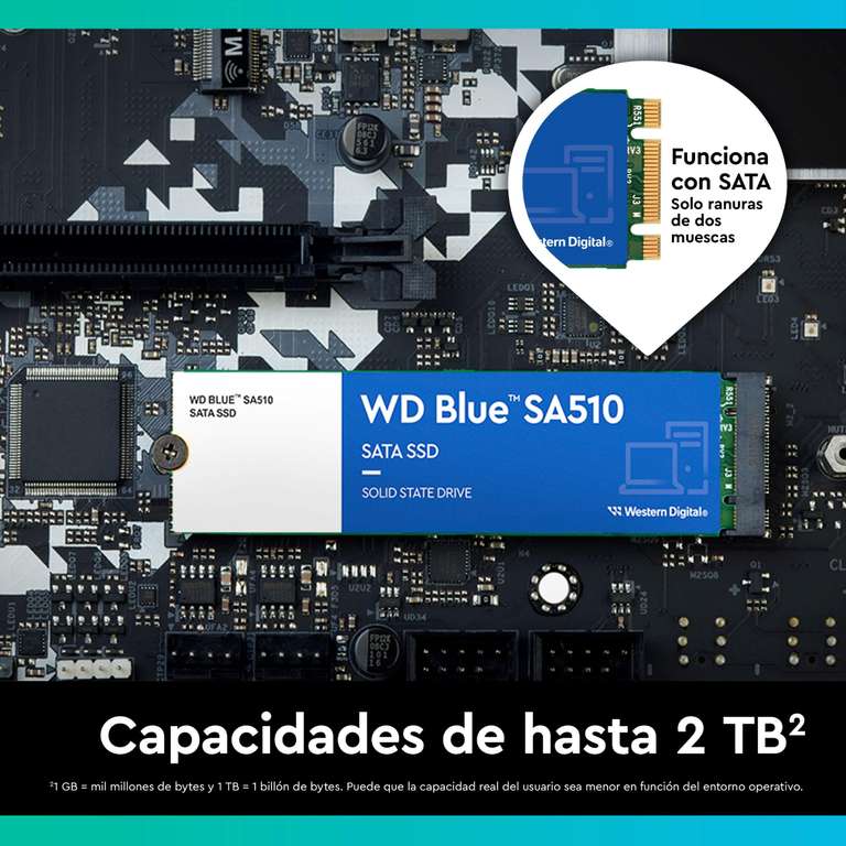 WD Blue SA510 SATA SSD 1TB M.2 520 MB/s