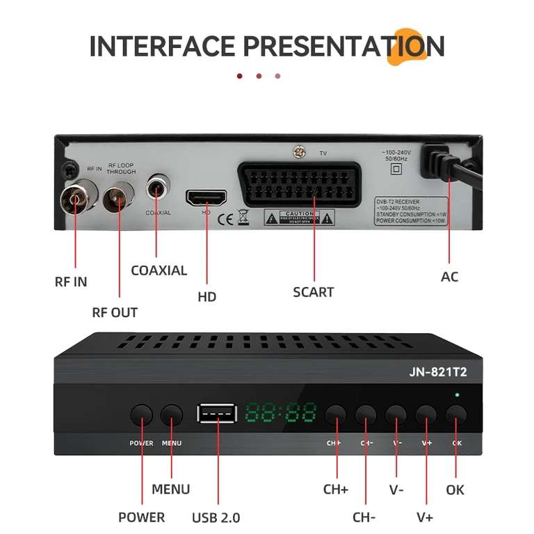 DVB T2 TDT HD TV receptor España (desde web)