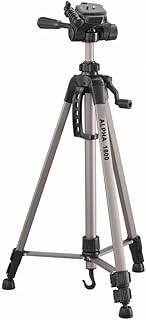 Trípode móvil Alpha 1800 con Soporte para Smartphone (Altura de extensión 140 cm, con Cabeza de 3 vías, Carga máxima 2 kg, Peso 900 g) Plata