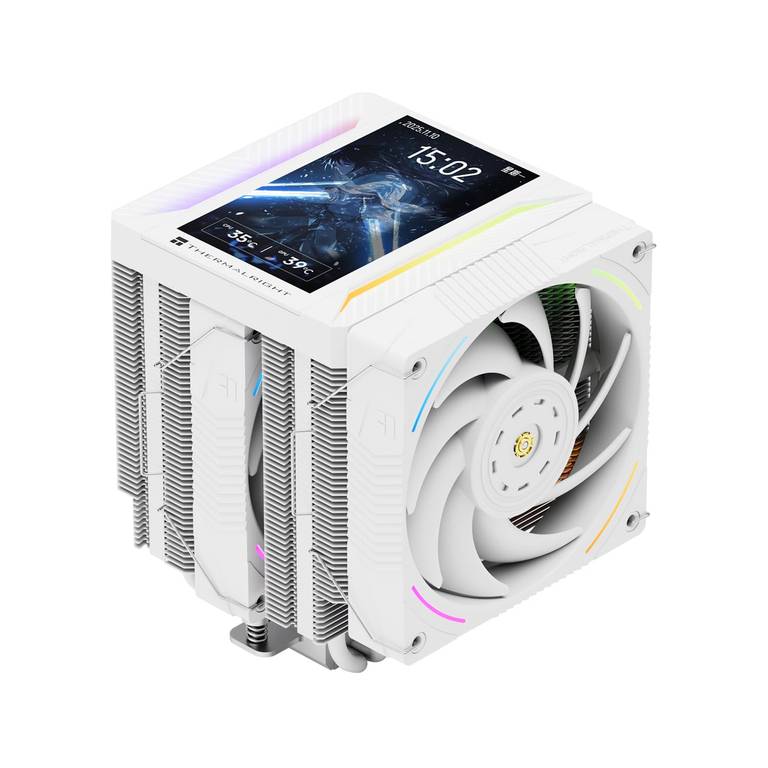 Thermalright TR Peerless Assassin 120 Vision Max ARGB White – Ventilador de CPU (doble torre, 2150 rpm, pantalla IPS de 5 pulgadas