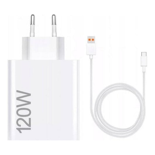 Cargador Xiaomi 120W HyperCharge Tipo-A USB + Cable USB-C Blanco