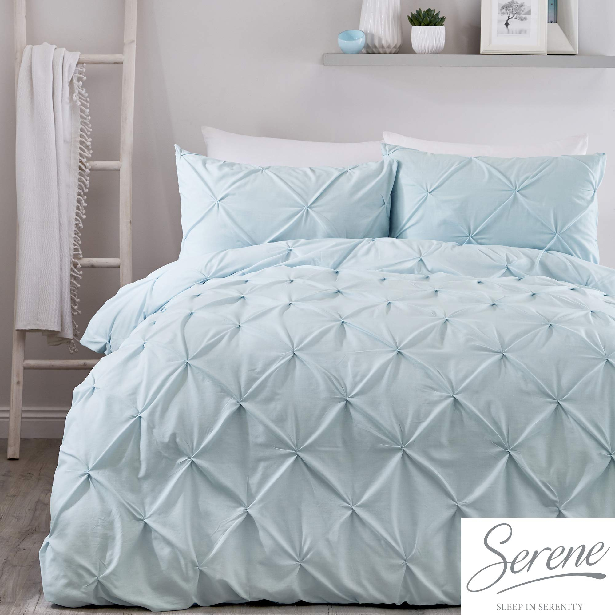 Serene Lara - Juego de Funda de edredón Fruncida de fácil Cuidado, Huevo de Pato, Doble