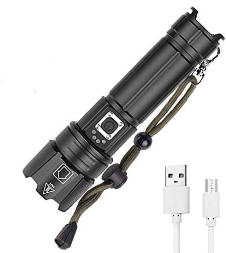Linterna LED Recargable USB,XHP70.2, Impermeable, 5 modos