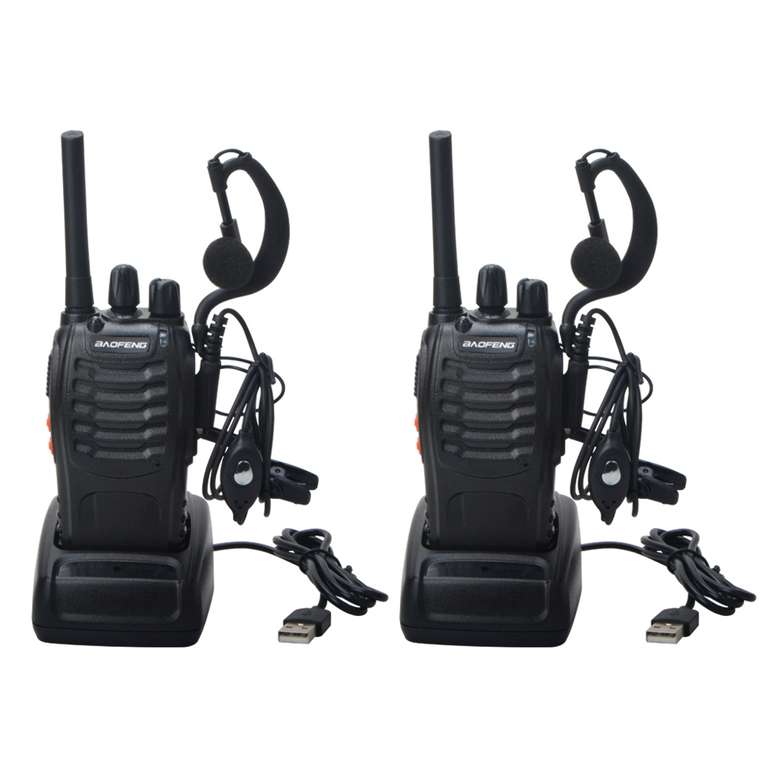 Baofeng-walkie-talkie de 2 piezas, BF-88E PMR, 0,5 W, 16 canales, UHF,, 12,5 KHz, separación de canales con cargador USB, auriculares