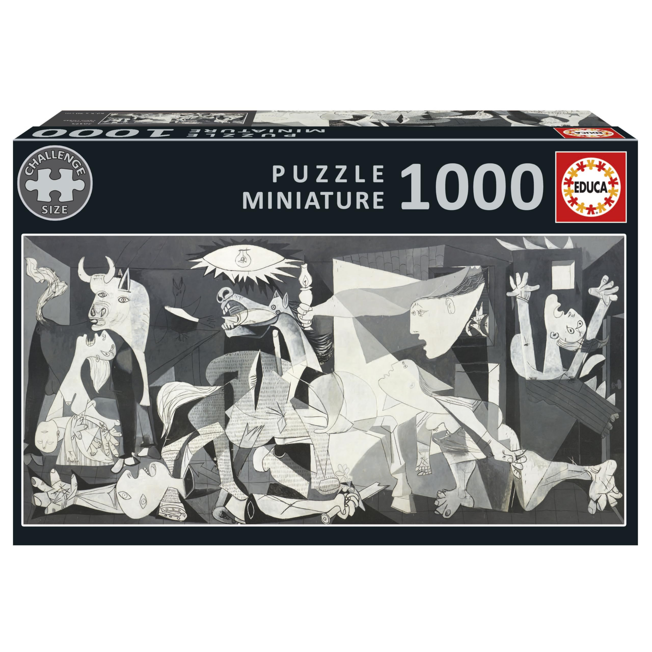 Educa - Puzzle de 1000 Piezas Miniature | Guernica, Pablo Picasso. Incluye Pegamento Fix Puzzle. Medidas: 30 x 46 cm