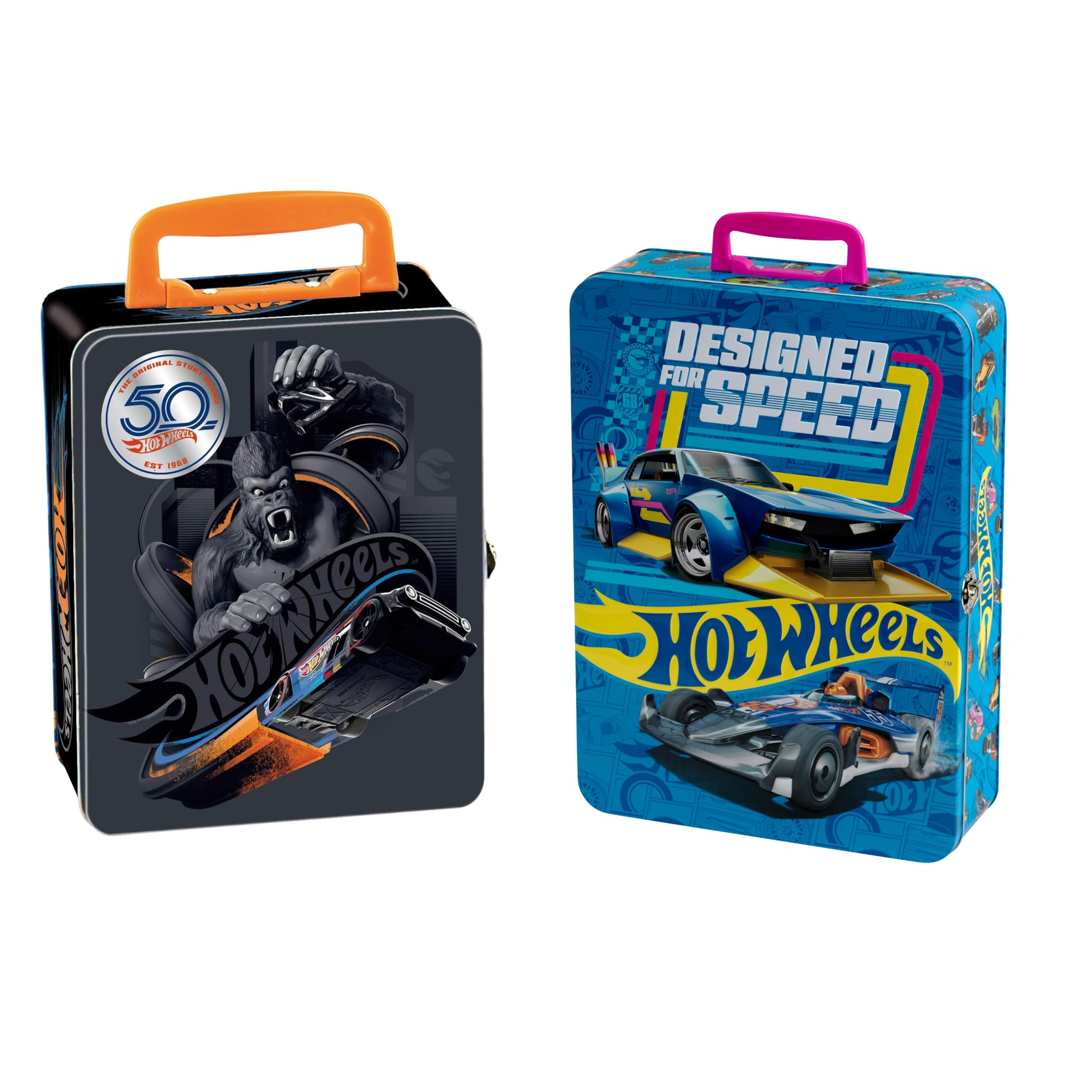 Theo Klein 2881 – Maletín Oficial de Coleccionista Hot Wheels para 50 Coches, Frontal Metálico y Compartimentos Individuales