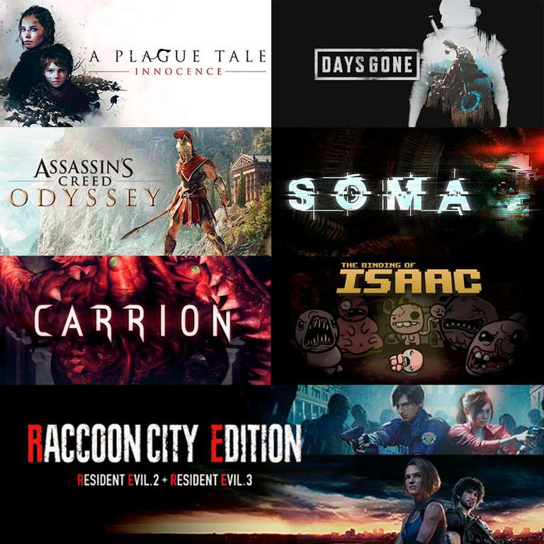 STEAM :: A Plague Tale, Days Gone, Resident Evil, Assassin's Creed, SOMA, Carrion, Binding of Isaac, The Room, TESO, Crypt NecroDancer