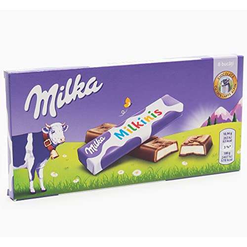 Milka Milkinis Mini Barrritas de Chocolate con Leche de los Alpes Relleno de Crema Láctea 87,5g 8 unidades