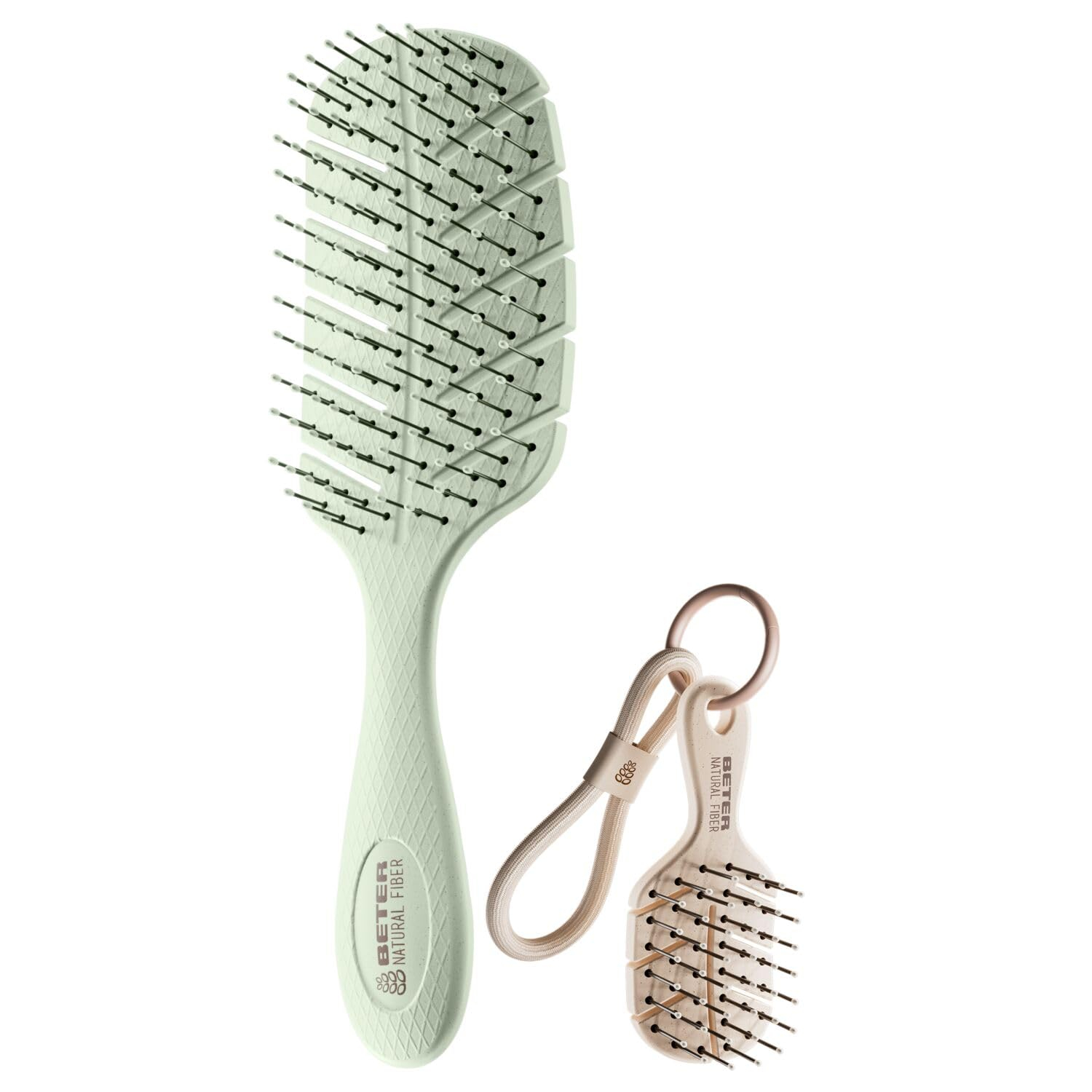 Beter - Cepillo desenredante de fibra natural + Charm, anticaída y antirotura, peinado suave sin tirones, todo tipo de cabello