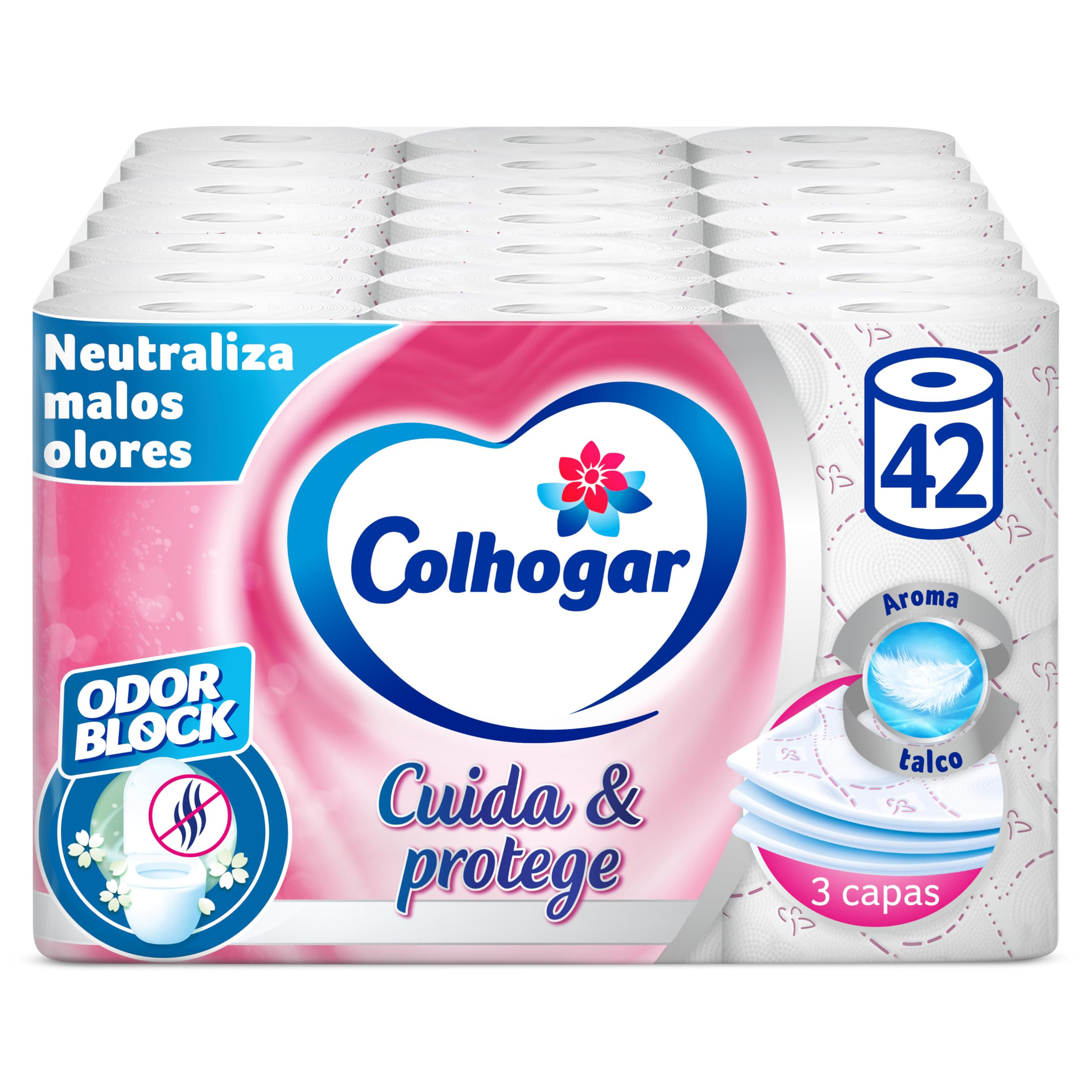 Colhogar 7x6 - Papel Higiénico Suave y Resistente Paquete con 42 rollos - 3 Capas -