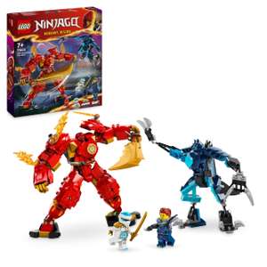LEGO Ninjago Meca Elemental del Fuego de Kai, Figura Roja de Acción Articulada y Minifigura de Zane y 3 Personajes
