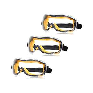 Amazon Basics 1QP158A3 - Gafas de seguridad, antivaho, con cristales transparentes y cinta elástica, 3 unidades