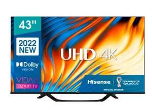 TV LED 43" - Hisense 43A63H, 4K UHD, Smart TV, Control por voz, HDR 10, HLG, Dolby Vision y Audio, TUV, Negro