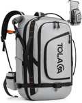 Mochila de Viaje Expandible 40L-55L. Mochila Grande para Portátil 17,3", Travel Backpack Impermeable (Gris) Azul dentro