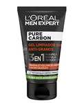 3x L'Oréal Paris Men Expert Gel Antigranos 3 en 1 Pure Carbon, Purifica, Exfolia y Reduce Granos, 100 ml. 2'89€/ud
