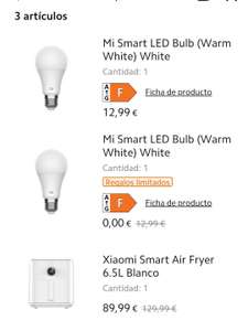 Xiaomi Smart Air Fryer 6.5L y 2x Mi Smart LED Bulb