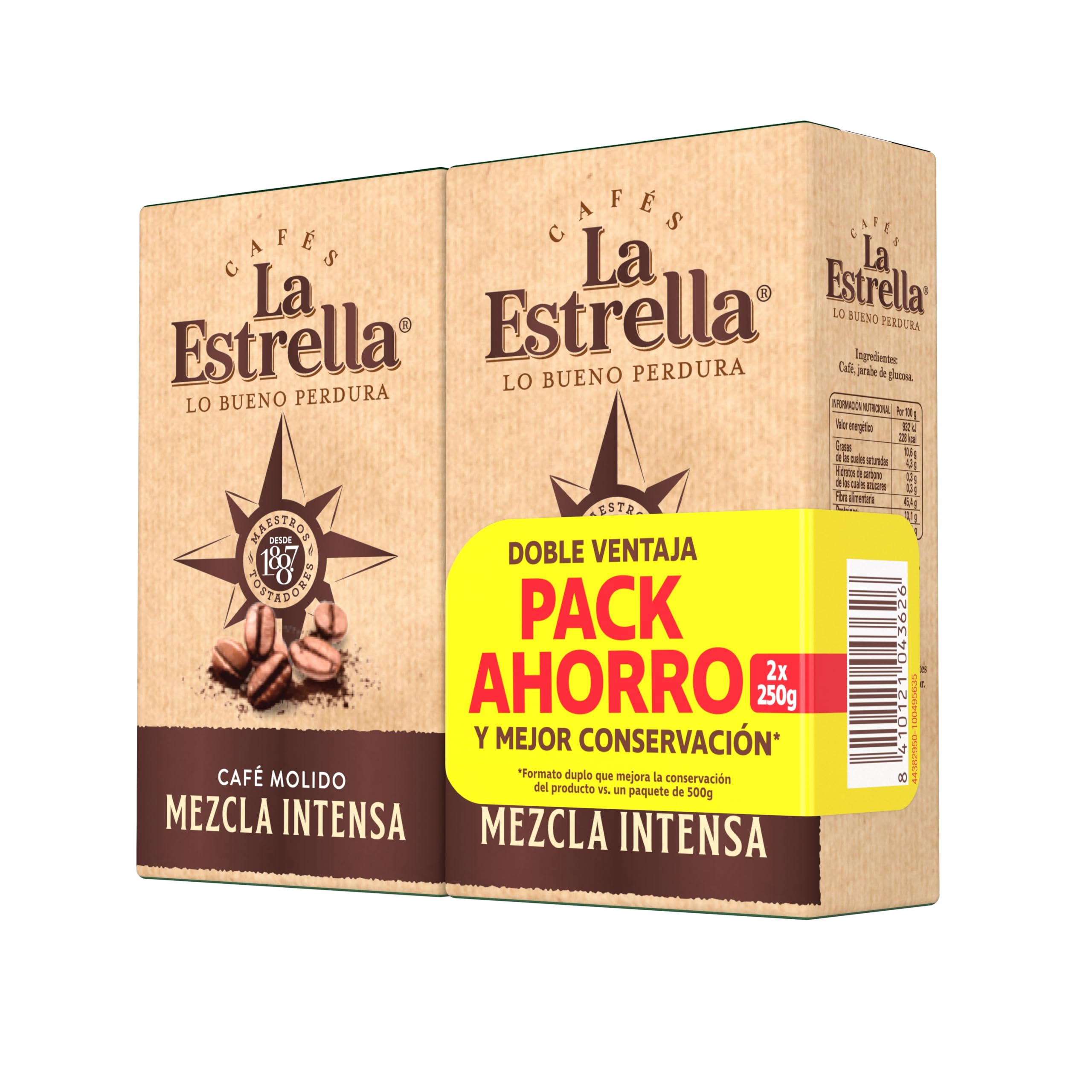 La Estrella Café Molido Mezcla Intensa 250g - 2 paquetes (9,50 €/kg con suscríbete y ahorra)
