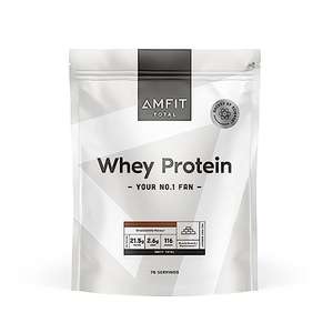 Marca Amazon - Amfit Nutrition Proteína de suero en polvo, 75 porciones, 2.27 kg (2 paquetes, 4.54 kg en total)
