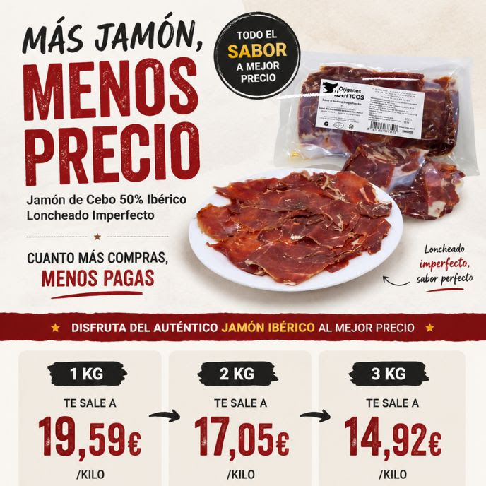 Jamón 50% ibérico de cebo loncheado