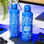 Paladone Astro Bot Botella de agua de metal, botella de acero inoxidable de 500 ml con tapa de rosca, termo de viaje reutilizable