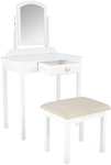 Amazon Basics Set de mesa de tocador pequeña con taburete, blanco