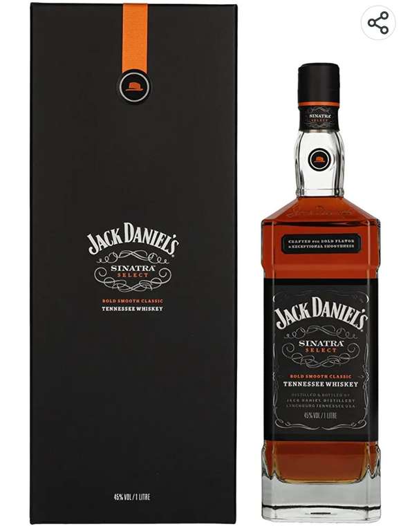 Jack Daniels Frank Sinatra Select Tennessee Whiskey , 45%Vol. Alcohol, Whiskey Con Sabor Dulce Intenso de Vainilla, 1Litro