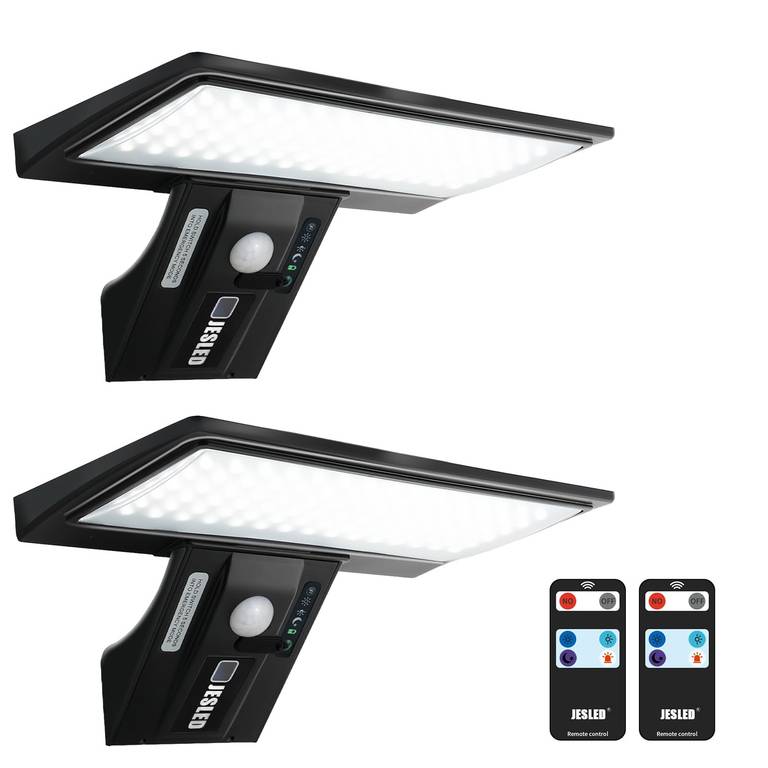 Luz Solar Exterior, 2 Paquete 90 LED, Foco Potente con Sensor de Movimiento, Impermeable