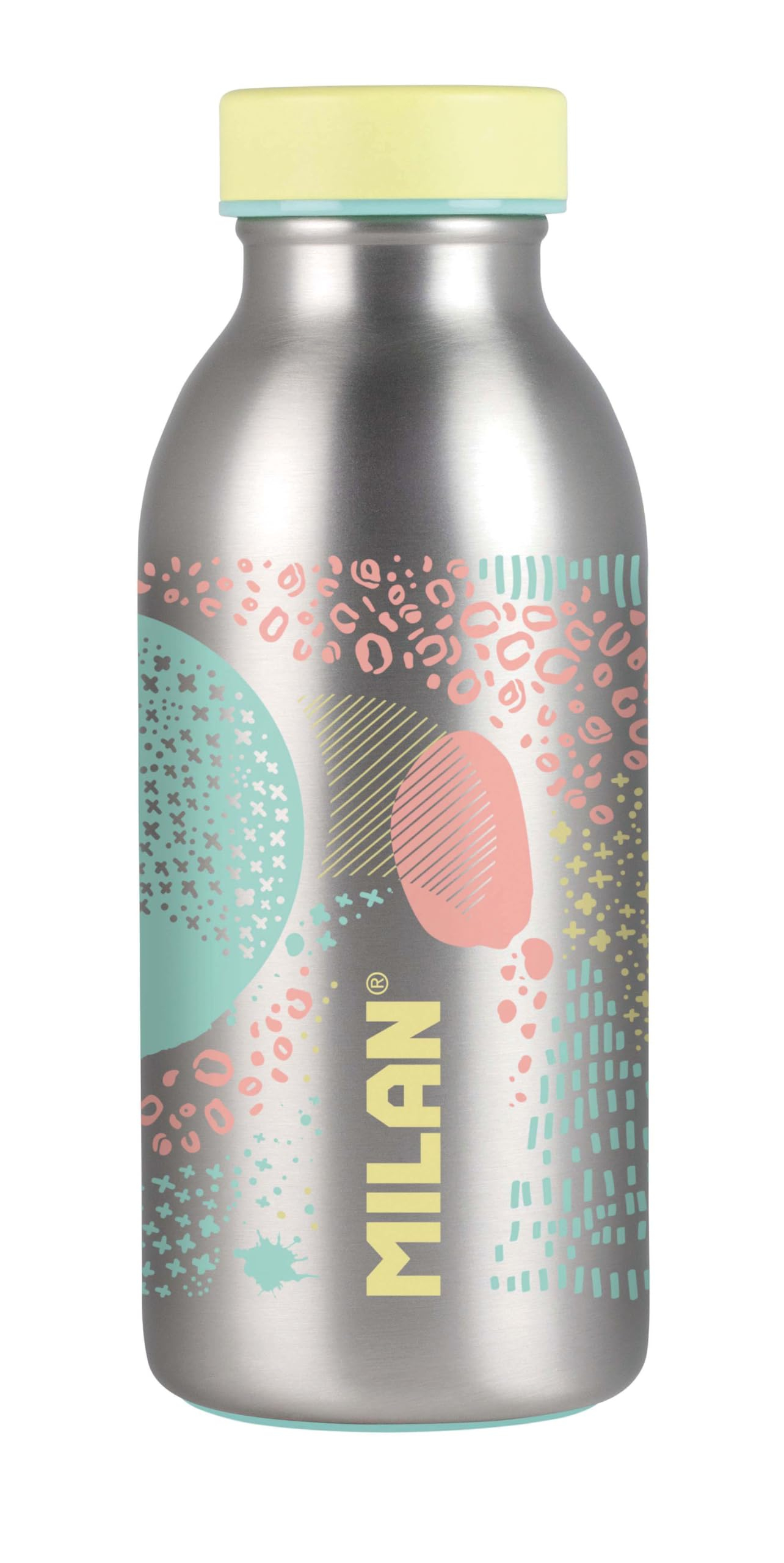 MILAN Botella isotérmica de acero inoxidable 354 ml serie Silver, amarillo