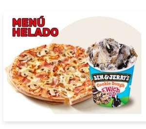 2 pizzas Medianas Especialidad + 1 Helado Ben and Jerry's + 1 salsa en Telepizza