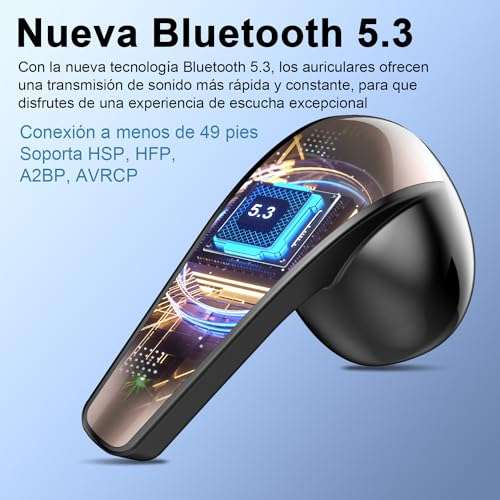 DUSONLAP Mini Auriculares Inalámbricos, Auriculares Bluetooth 5.3 HiFi  Estéreo con HD Mic, 40Horas Cascos Inalambrico con LED Pantalla, IP7  Impermeable Auriculares Inalambricos Bluetooth Carga Rápida : :  Electrónica