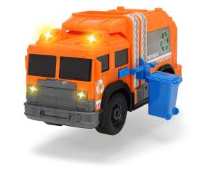 Dickie Toys Camión de Reciclaje con Luz y Sonido, Contenedor Móvil, Pilas Incluidas
