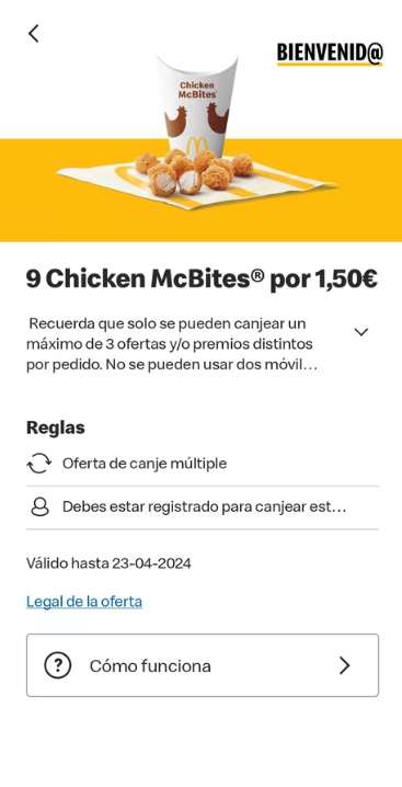 9 bolas de pollo en McDonald's