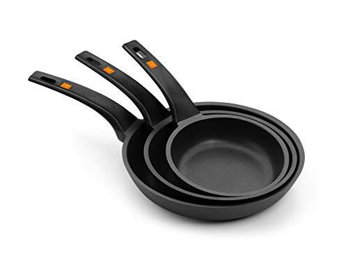 BRA Paellera, Negro, 40 cm + Efficient Orange Set de 3 sartenes, Aluminio  Fundido, aptas para Todo Tipo de cocinas, 20-24-28 cm : : Hogar y  cocina