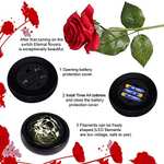 Kit de Rosas,La Bella y La Bestia. Elegante Cúpula de Cristal con Base Pino Luces LED idel para Día de San Valentín Aniversario Bodas