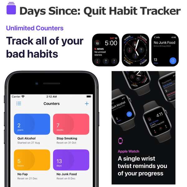 Days Since: Quit Habit Tracker [De por vida],Algo - AI Art Generator, Export contacts,Phone Drive, Epica Pro,Animatix,Unit Converter y Otros