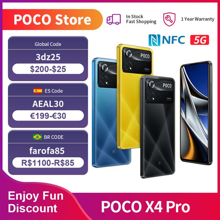 Poco X4 Pro 5G NFC 6GB/128GB CÁMARA DE 108mp, 120Hz, AMOLED, 67W turbo charger