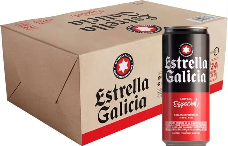 24x Latas Estrella Galicia 33cl [0,58€ C/UD] [8,39€ NUEVO USUARIO]