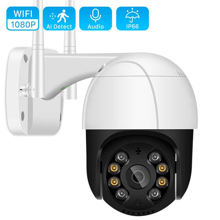Cámara IP de seguridad para exteriores, videocámara PTZ de 1080P con Wifi, Zoom Digital 4X, IA, detección humana, inalámbrica, H.265, P2P