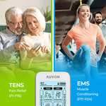 Electroestimulador TENS de 4 salidas, TENS EMS para terapia de alivio del dolor con masajeador de pulso eléctrico de 24 modos