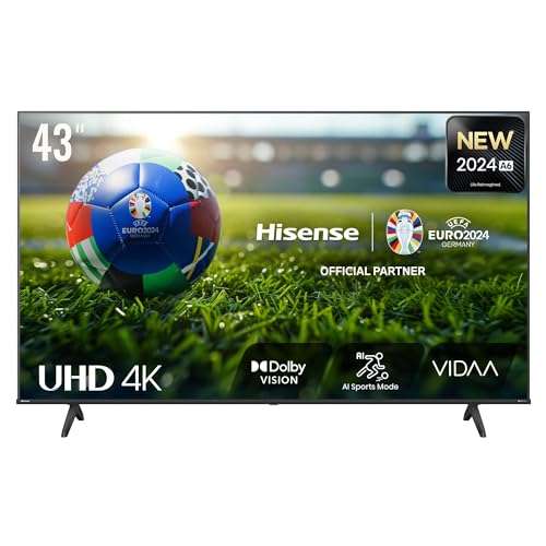 Hisense 43A6N - UHD 4K,VIDAA Smart TV, 43 Pulgadas, Dolby Vision, Modo Juego Plus, DTS Virtual X, Control Voz, Control de Volumen (2024)