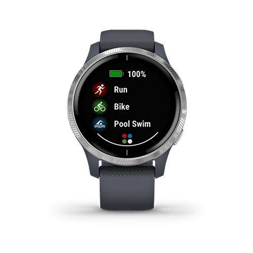 Garmin Venu, Smartwatch GPS con pantalla táctil brillante, funciones de música, control de la energía corp, entrenamientos, pulsioximetría