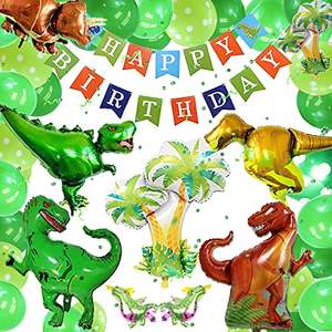 Decoración para cumpleaños infantiles, diseño de dinosaurios, globos verdes, guirnalda Happy Birthday