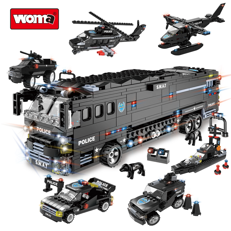 Bloques de construcción WOMA TOYS C0547 Autobús Blindado SWAT 1014 piezas ABS compatible con otras marcas (cuentas nuevas)