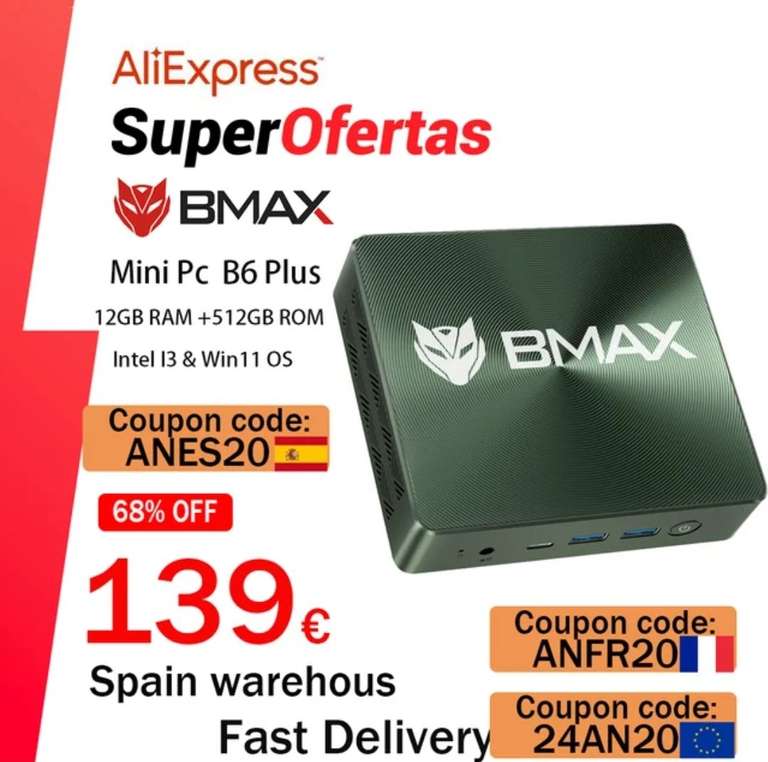 BMAX B6 Plus / Pro Mini PC Windows 11 PC Intel I3 16GB DDR4 RAM 512GB SSD