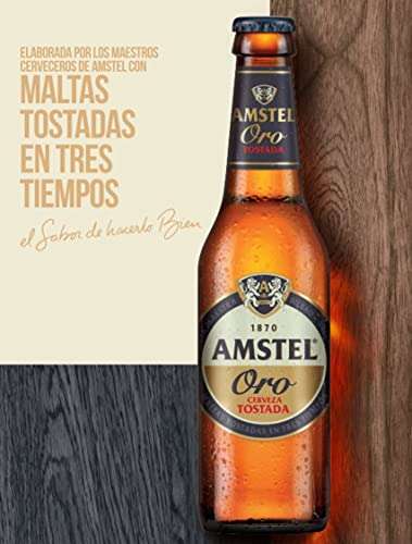 Amstel Oro Cerveza Tostada, Caja 4 Packs Botella, 6 x 25 cl
