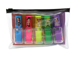 Set compuesto por una bolsa con 5 marcadores en forma de pintauñas de las muñecas Rainbow High